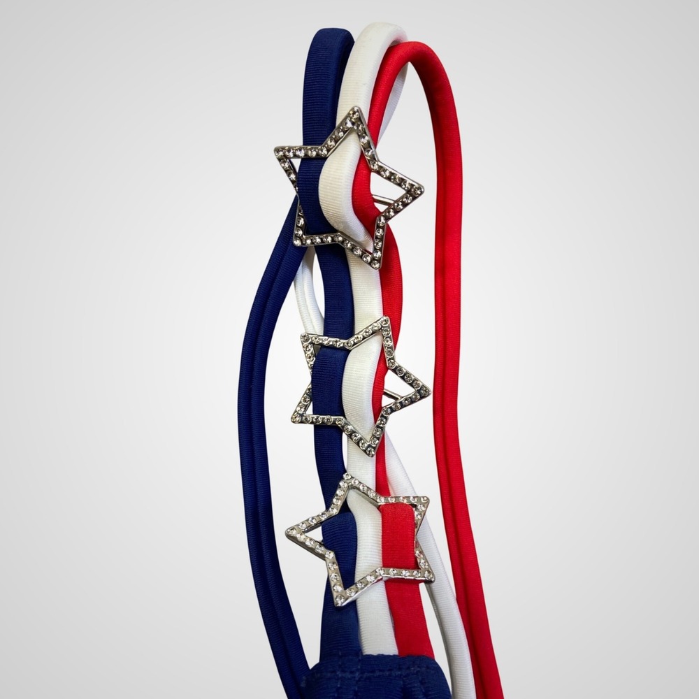 Venus Blue Patriotic Star Rhinestone Multi Strap Triangle Bikini Top XL V19024 - Picture 8 of 11
